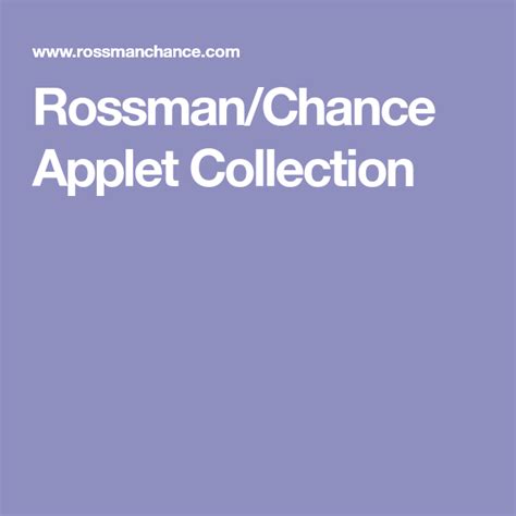 Rossman/Chance Applet Collection.